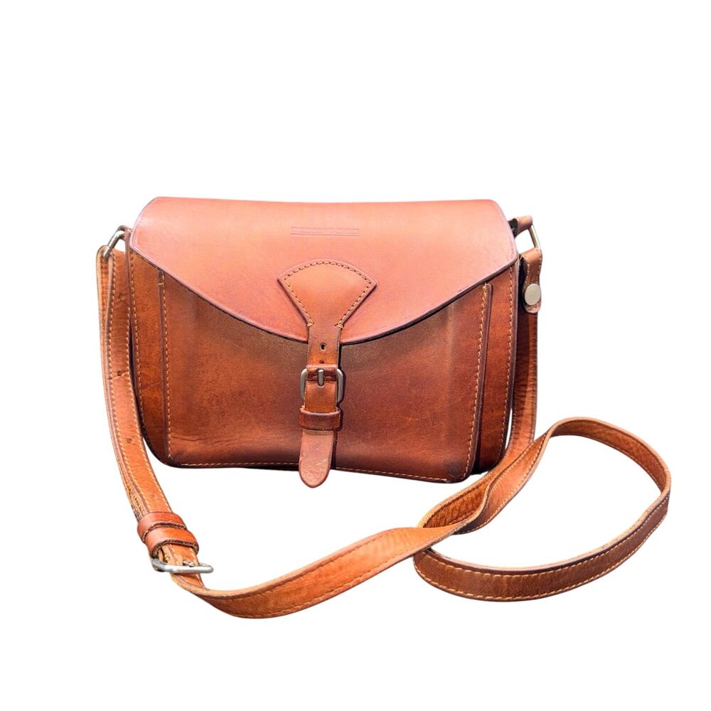 Vintage Dooney & Bourke Made in Italy Brown Leather Crossbody Saddle Bag